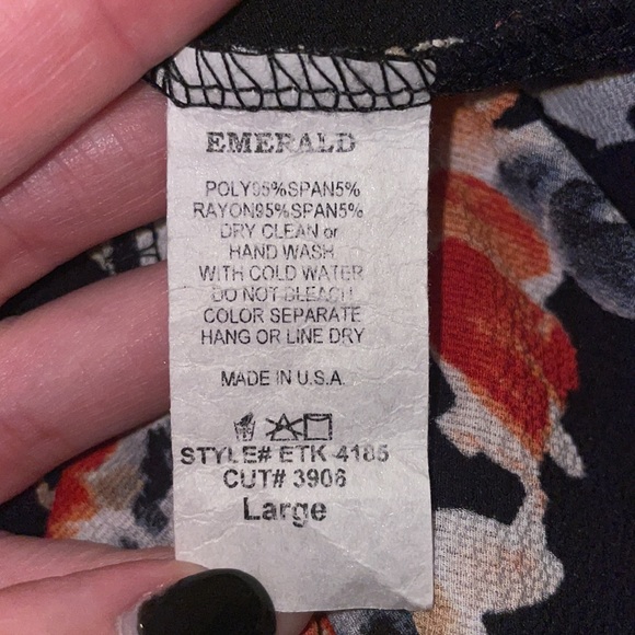 Emerald Striped/Floral 3/4 Sleeve Tunic, Women’s Large - Picture 5 of 5